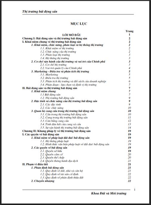 Giáo trình Thị trường bất động sản