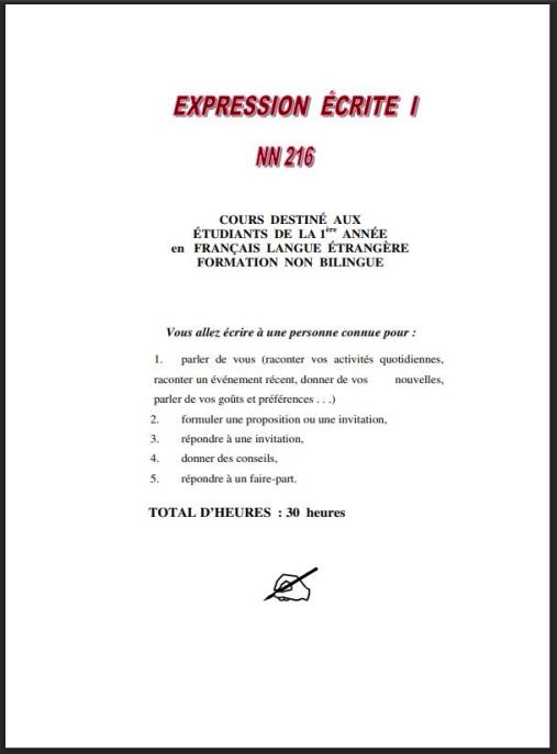 Giáo trình Tiếng Pháp môn Viết