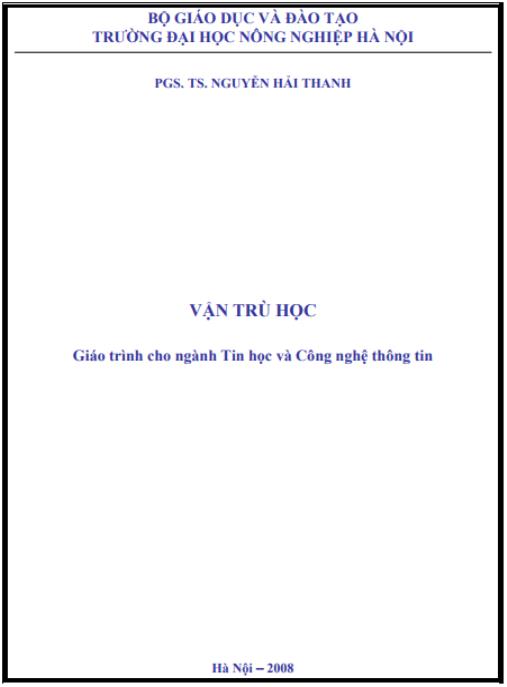 Giáo trình Vật trù học Phần 1