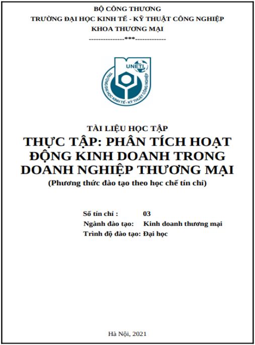 Tài liệu học tập Phân tích hoạt động kinh doanh trong doanh nghiệp thương mại
