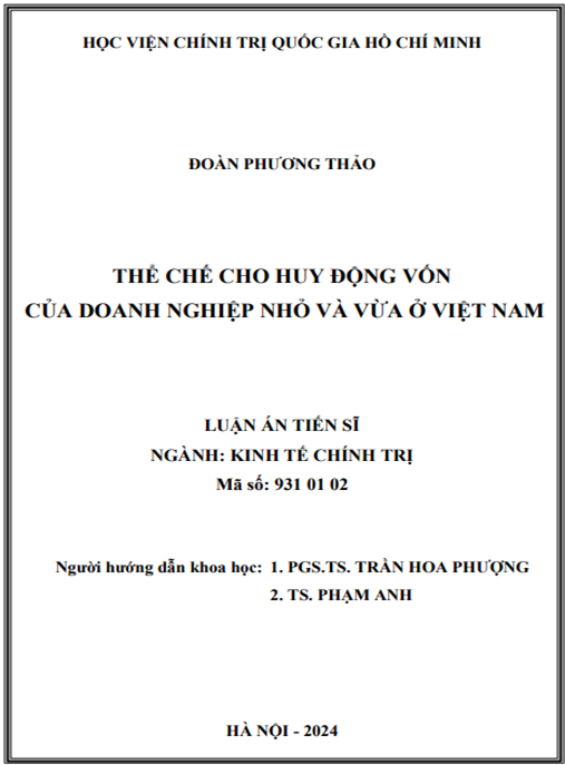 Thể chế cho huy động vốn của doanh nghiệp nhỏ và vừa ở Việt Nam